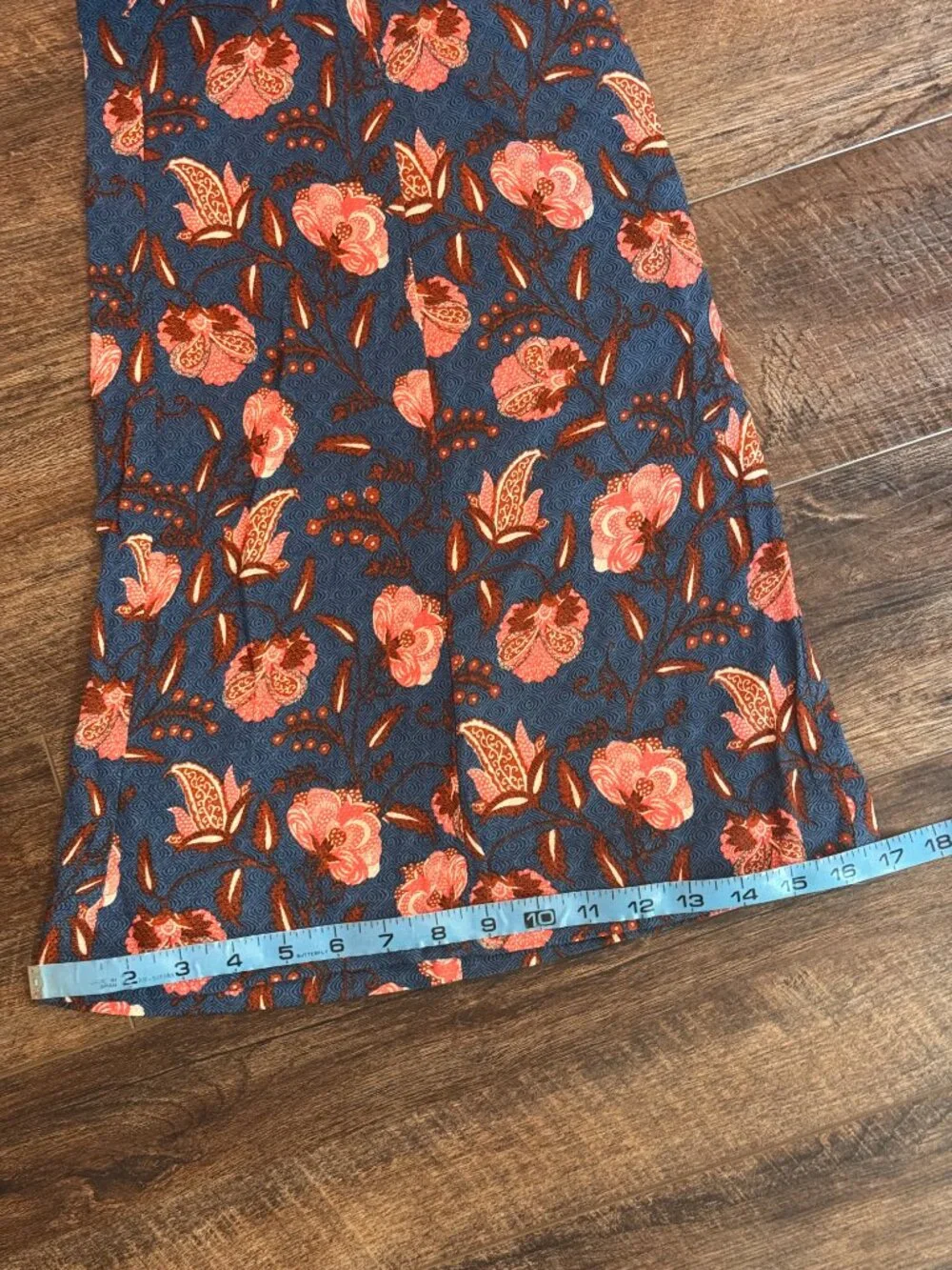 by Anthropologie NWT Blue Floral Bell Bottom Flare Pants US 10, Was $120 - Picture 9 of 9